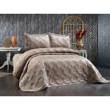 Lauren Nakışlı Kadife Çift Kişilik Yatak Örtüsü Cappucino (552386308) Cappuccino