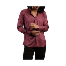 Dicotto Mürdüm Dar Kesim Micro Kumaş Kol Düğmeli Slim Fit Erkek Gömlek - 201-23 001