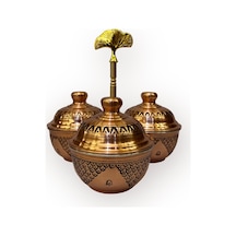 Salkım Desen Skoçlu 3 Lü Bakır Baharatlık Ve İkramlık Küçük Bakır