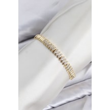 Cm Arpa Model Zirkon Taşlı Vıp Seri Gold Renk Pirinç Kadın Bileklik Tj-bb8615 Beyaz