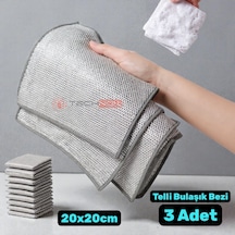 Technow Telli Bulaşık Bezi Mutfak Banyo Bezi Kir Pas Sökücü Telli Temizlik Bezi 3 Adet