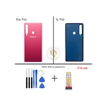 Samsung Galaxy A9 2018 A920 Pembe Renk Arka Kapak + Tamir Seti + B7000 Yapıştırıcı Arka Cam Batarya Kapağı Pil Kapağı Lazer Kesim Back Cover Galaxy A9 2018 Uyumlu