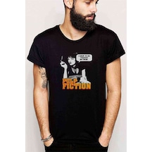 Fıctıon Metal Rock Muzik Baskılı Siyah Erkek Tshirt