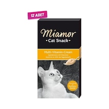 12 ADET - Miamor Cream Multivitamin Katkılı Sıvı Kedi Ödülü 6x15