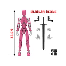 Robot 13 Dummy Pembe Beyaz Tüm Eklemleri Hareketli Aksiyon Figürü Oyuncak