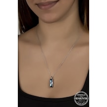 Union Swarovski Crystal Kadın Lacivert Baget Gümüş Kolye