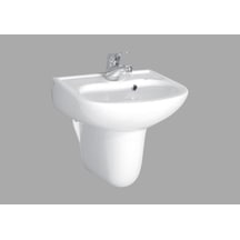 Ece Banyo 45x35 cm Yarım Ayaklı Lavabo Seti - Batarya Delikli Beyaz