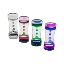 Çift Renk Su Çift Katlı Dar Şişe Model Sulu Kum Saati Mika Akrilik Plastik 13.7 X 5.2 X 3.3cm