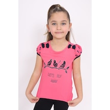 Toontoy Kids Toontoy Kız Çocuk Nakış Detaylı Tişört Fuşya