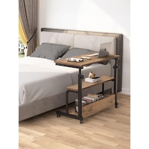Yükseklik Ayarlı Ve Çift Raflı Çalışma Masası - Ceviz 80x40 Açık Ceviz