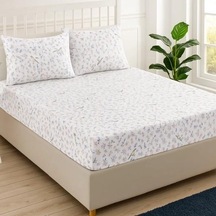 Sinada Home Kuş Ve Çiçek Desenli Lastikli Çarşaf Seti Beyaz