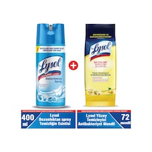 Lysol Yüzeyler için Dezenfektan Sprey 400 ML+ Yüzey Temizleyici Mendil 72 Yaprak