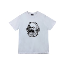 Karl Marx Baskılı Unisex Beyaz %100 Pamuk T-shirt Beyaz