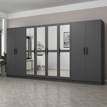 Minar Kale 8 Kapaklı 4 Aynalı 2 Çekmeceli Dolap Antrasit 190cm
