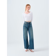 LOFT Wide Leg Regular Fit Kadın Pantolon Lf2039814 Q1.v1 Denim