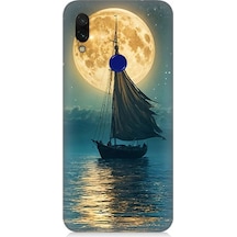 Xiaomi Redmi Note 7 Pro Uyumlu Dolunayla Sessiz Gidiş Desenli Silikon Kılıf Çok Renkli