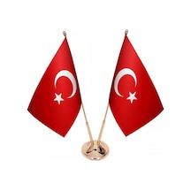 Masa Üstü İkili Türkiye Cumhuriyeti Bayrağı İkili Pirinç Direk Ma