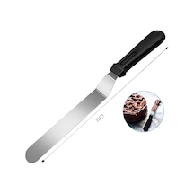 Paslanmaz Eğik Pasta Spatula Bıçağı Orta Boy Gümüş - Siyah