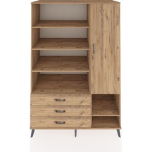 Kronos Dolap 9 Raflı 3 Çekmeceli Tek Kapaklı 132x59x195 Çam-çam/çam Atlas Çam/atlas Çam