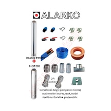 4sd4/14 1,5 Hp Alarko Trifaze 40 Mt Yassı Kablolu 80 Mt Halatlı Çift Vanalı Akıtma Başlıklı Takım Dalgıç Pompa