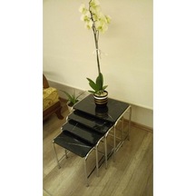 Mermer Desenli Şık 4'lü Zigon Sehpa Gümüş Diğer