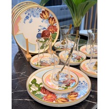 18 Parça Grand Flower Pasta Çay Takımı Seti-5721 Çok Renkli