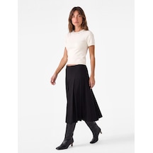 Koton Regular Fit Boncuklu Bisiklet Yaka Kısa Kollu Viskon Triko Kazak Ekru 7wak90135ht