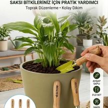 Ahşap Saplı Mini Bahçe El Aletleri Seti Saksı Ve Bitki Bakımı