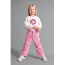 Defacto Çiçek Aplike Detaylı Wide Leg Jean Pantolon Kız Bebek I2164a526aupn253 Pembe-pn253