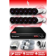 Bayicam 12 Kameralı Uzay 12 Dış Kamera Set HDD'siz Full HD Gece Görüşlü Güvenlik Kamerası Sistemi