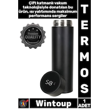 Termos Sızdırmaz Vakumlu Akıllı Led Ekranlı Dijital Sıcaklık Göstergeli Outdoor Çelik Termos Siyah Çok Renkli