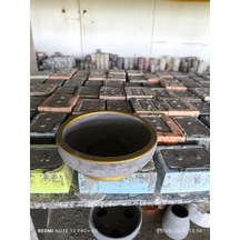 Çift Taban Gold Gri Beton Saksı