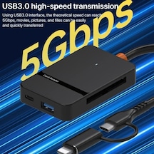 Kyrotech 8in1 Type-c Çoklayıcı Adaptör, Usb Hub Çevirici Usb A, Sd, Tf, Ms Kart Girişli Çok Portlu Dönüştürücü, Laptop, Android, Tablet, Macbook Uyumlu, Hızlı Veri Aktarımı, Tak-çalıştır