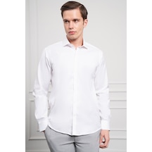 Morven Erkek Beyaz Pamuk Trend Slim Fit İtalyan Yaka Gömlek 25mc004040600 Beyaz Beyaz