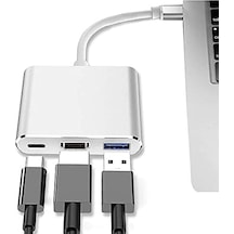 Uyumlu 4k Full Hd 1080p Type C To 3 Portlu Hdmı - Usb 3.0 - Pd Çevirici Hub