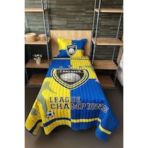 Football Tek Kişilik Kapitoneli Yatak Örtüsü Sarı Lacivert 180x240 Cm Sarı Lacivert