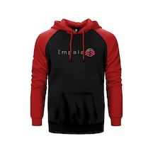 Chevrolet Impala Ss Logo Kırmızı Renk Reglan Kol Kapşonlu Sweatshirt Kırmızı