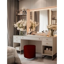 Lungo Roller Silver Kaplama Luxery Puf-bordo Babyface Kumaş Pofuduk Oturma Pufu&makyaj Pufu&bench