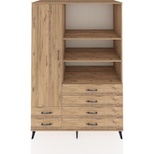 Kronos Dolap 7 Raflı 6 Çekmeceli Tek Kapaklı 132x59x195 Çam-çam/çam Atlas Çam/atlas Çam