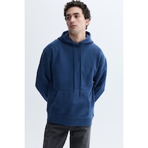 Mudo Erkek Erkek İndigo Kapüşonlu Kanguru Cepli Oversize Sweatshirt 1264811 Indigo