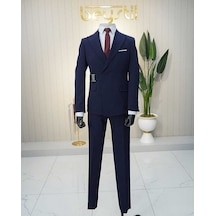 Bys Beystil Erkek Lacivert Slimfit Beli Tokalı Takım Elbise