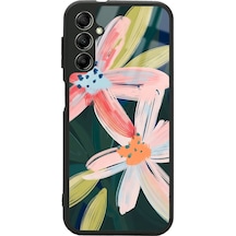 Samsung Uyumlu A34 Suluboya Çiçek Tasarımlı Glossy Telefon Kılıfı Çok Renkli