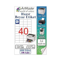 A4 Hazır Beyaz Etiket 52.5x29.7mm 100 Sayfa 1 Paket 40 Lı Kendinden Yapışkanlı Fotokopi Lazer İnjekt Kağıdı Yazıcılar
