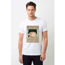 Anime One Peace Wanted Deador Alive Baskılı Beyaz Erkek Tshirt