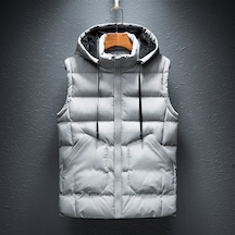 Yeni Erkek Sonbahar Ve Kış Sıcak Pamuklu Yelek Açık Gri