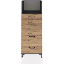 Hyperion Dolap Tek Raflı 4 Çekmeceli 60x44x163 Antrasit-çam Antrasit