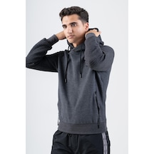 Maraton Sportswear Regular Erkek Kapşonlu Uzun Kol Basic Siyah Sweatshirt 21392-siyah Siyah