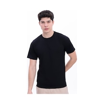 Myrab Denim Erkek Krem Basic Tişört Regular Fit Bisiklet Yaka %100 Pamuk 30/1 Süprem Kumaş Günlük T-shirt Siyah
