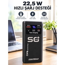 Yüksek Kapasiteli 50.000 Mah Powerbank 22,5 W Hızlı Şarj 4 Dahili Kablo Led Aydınlatma Siyah