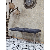 Zafir Metal Krom Tel Ayaklı 100 Cm Puf Bench - Puf - Bench - Oturak - Mutfak Oturağı - Antre Oturağı Füme